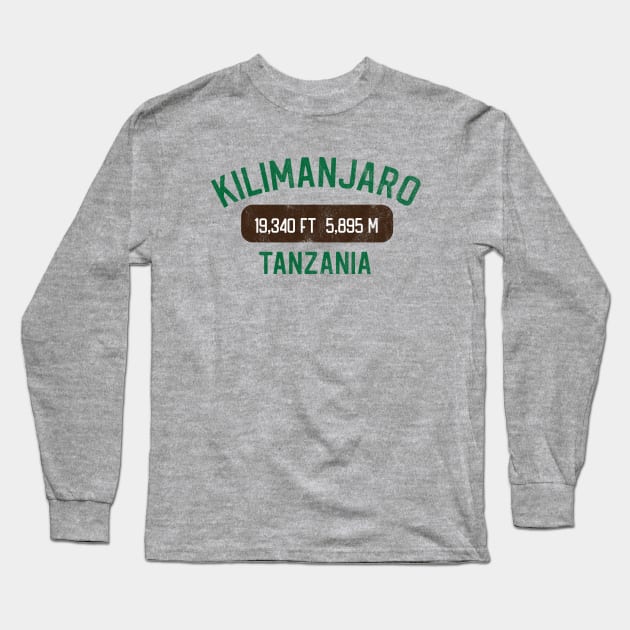 Mount Kilimanjaro - Tanzania - Highest Peak in Africa - Green Retro Long Sleeve T-Shirt by TGKelly